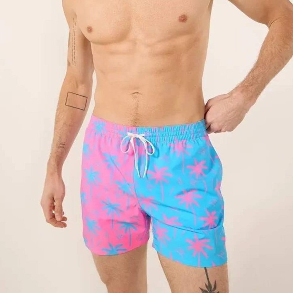Chubbies The Prince of Prints Swim Shorts Trunks 5.5" Pink Blue Palms Mens Small